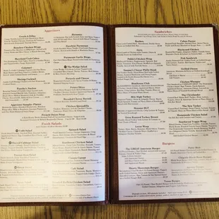 appetizers, fresh salads, Sandwiches &amp; Burgers
