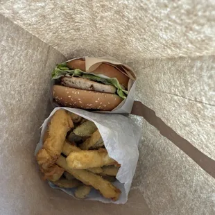 Chicken sandwich with zucchini fries!