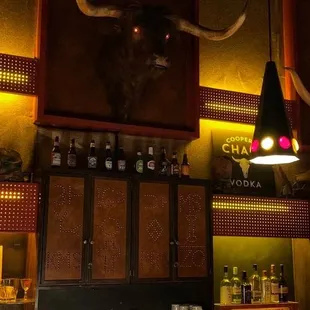 Bar with glowing and Mooing steer