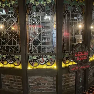 Stained window on way in