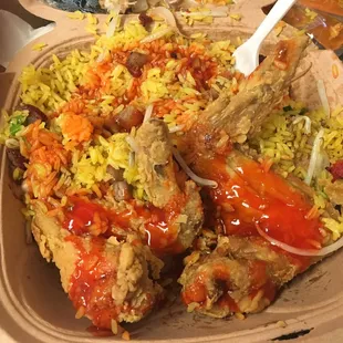 a tray of food
