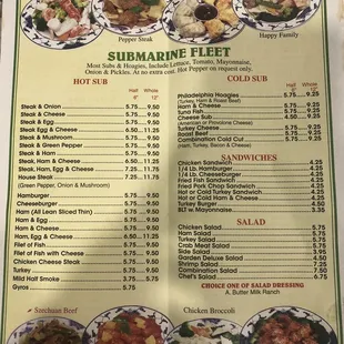 Submarine menu