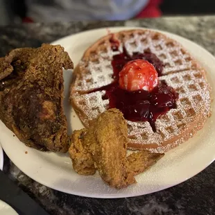 Chicken and Strawberry Waffle