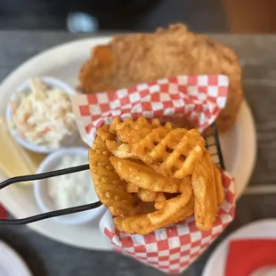 Catfish and waffle fries