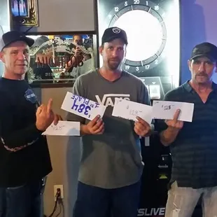 PCDL Dart League Trios Division Champions! Mark L. Kevin G.&amp; Glenn. $$$