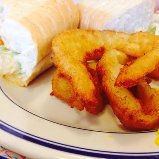 New Jersey chicken philly and onion rings.