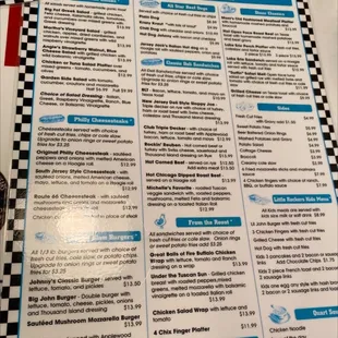 Lunch and dinner menu