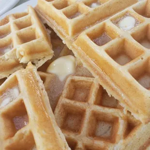 Waffles! They even buttered the second one underneath