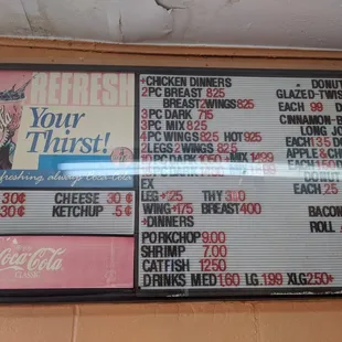 Food and donut menu