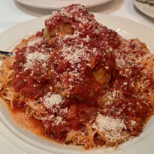 Home Made Angel Hair Pasta with Marinara Sauce &amp; Veal Meatballs ($31.95)