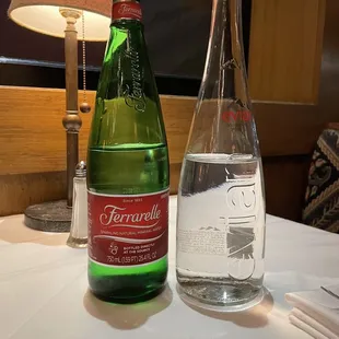 Ferrarelle Mineral Water ($10) and a bottle of Evan still water ($10)
