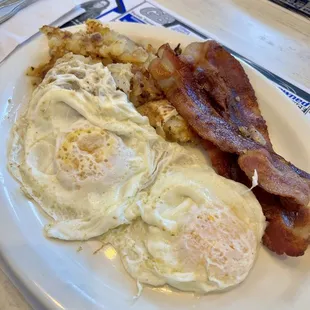 2 Eggs Over Medium with Home Fries &amp; Bacon