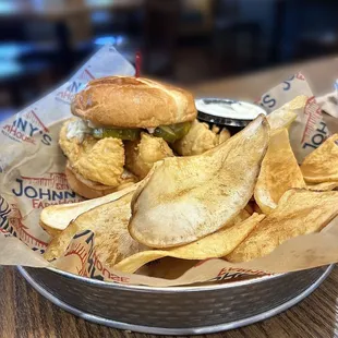 Cod sandwich with house made chips