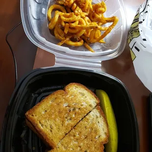 Patty melt and curly fries