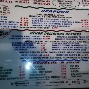 the menu