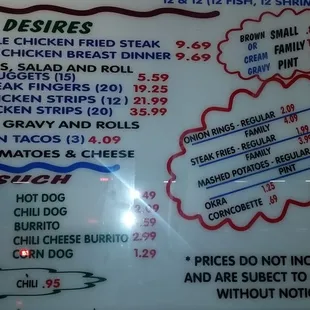 the menu