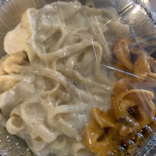 Chicken Alfredo and left over Tortellini Devinci.