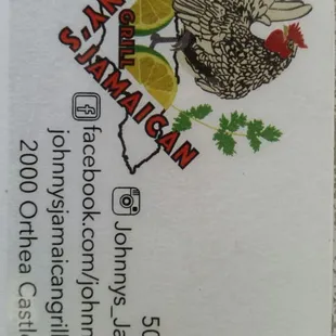 Copy of Johnny's business card