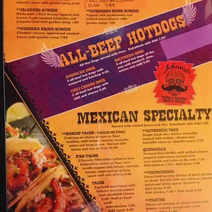 Burgers, Hotdogs &amp; Mexican Specialties