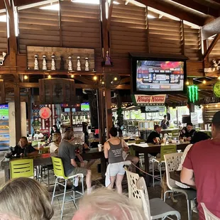 people sitting at tables in a restaurant