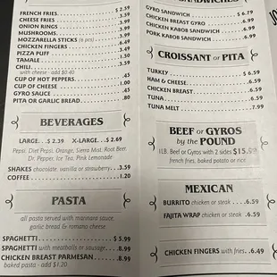 menu
