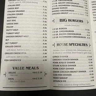 menu