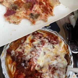 Andolini Pizza Slice and Chicken Parmesan Penne