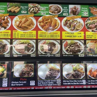 Current prices on the menu.