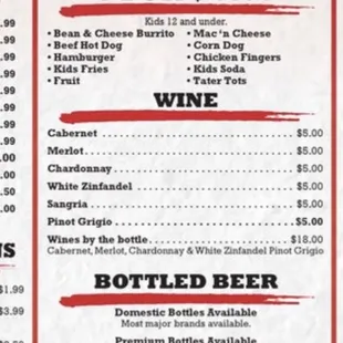 the price of the menu