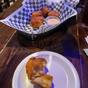 Mac and cheese bites fried to perfection