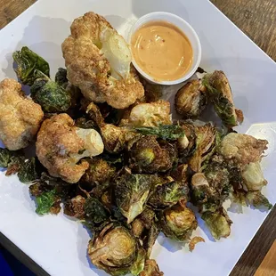 Brussels &amp; Cauliflower with firecracker sauce