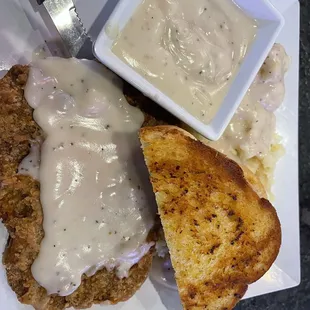 Chicken fried steak and mashed potatoes