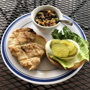 Chicken Sandwich with Black Bean Salsa Side