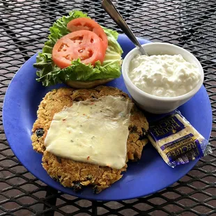 Top Shelf Veggie Burger with Cottage Cheese Side