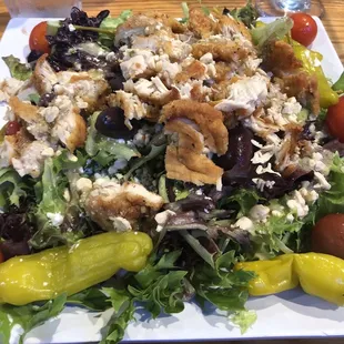 Greek Salad with crispy chicken