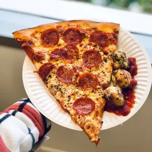 Pepperoni Slice Pizza Garlic Knots