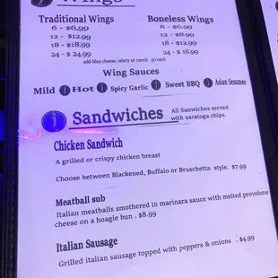the menu