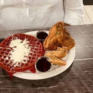 Red Velvet waffles &amp; chicken