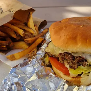 Mexican cheeseburger &amp; fries.