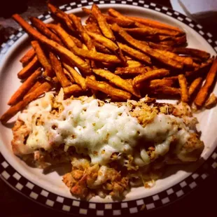 The most delicious scrod I've ever had!!! This was the Saturday special Crab Stuffed Scrod paired with the sweet potato fries.