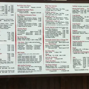 Drive-thru menu