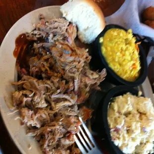 BBQ pork plate with Jailhouse slaw and potato salad-lunch portion