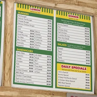 menu