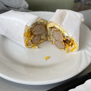 Sausage breakfast burrito