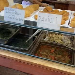 a variety of food items on display