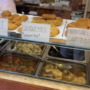 a variety of food items on display
