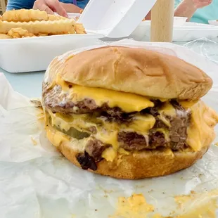Triple cheeseburger