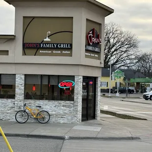 a bicycle parked outside