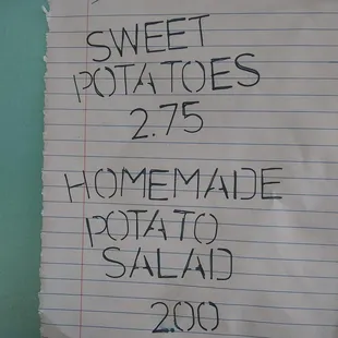 sweet potatoes and homemade potato salad