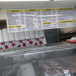 The menu and fresh fish